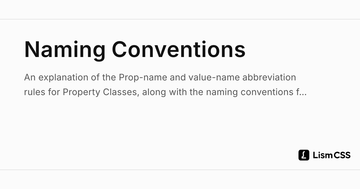 Naming Conventions - Lism CSS