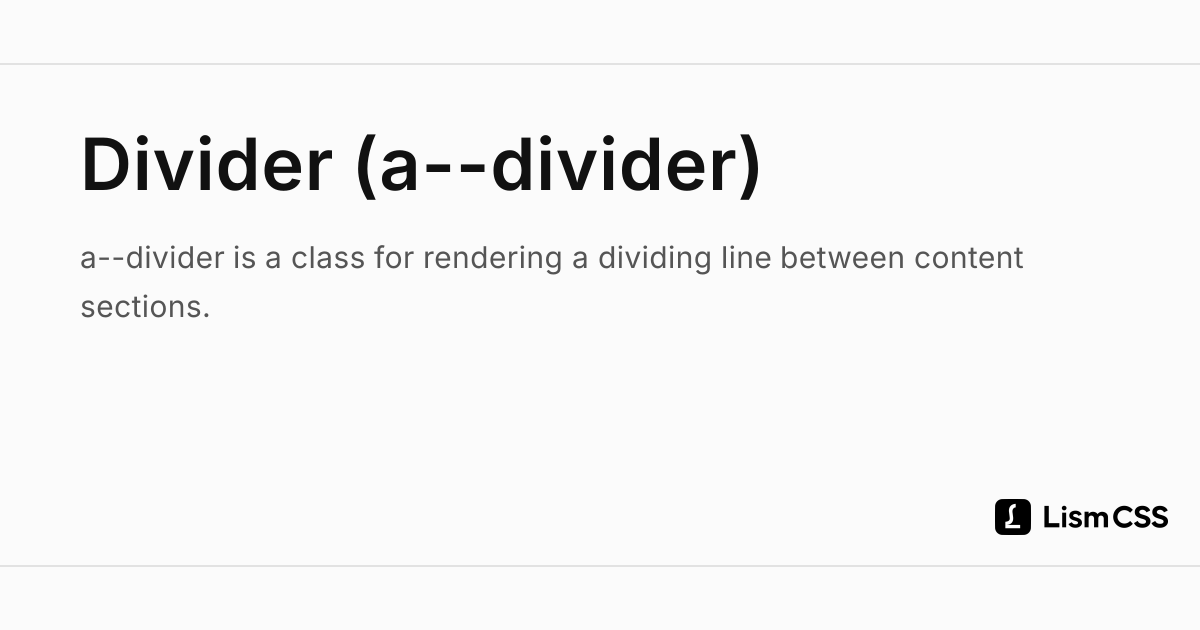 Divider (a--divider) - Lism CSS