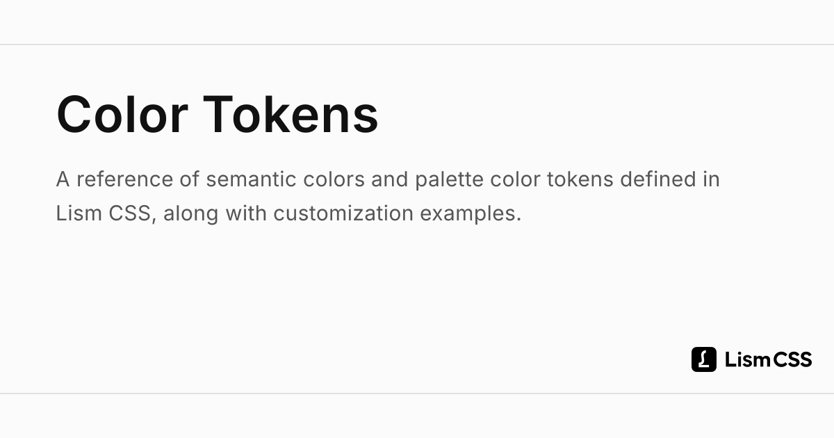 Color Tokens - Lism CSS