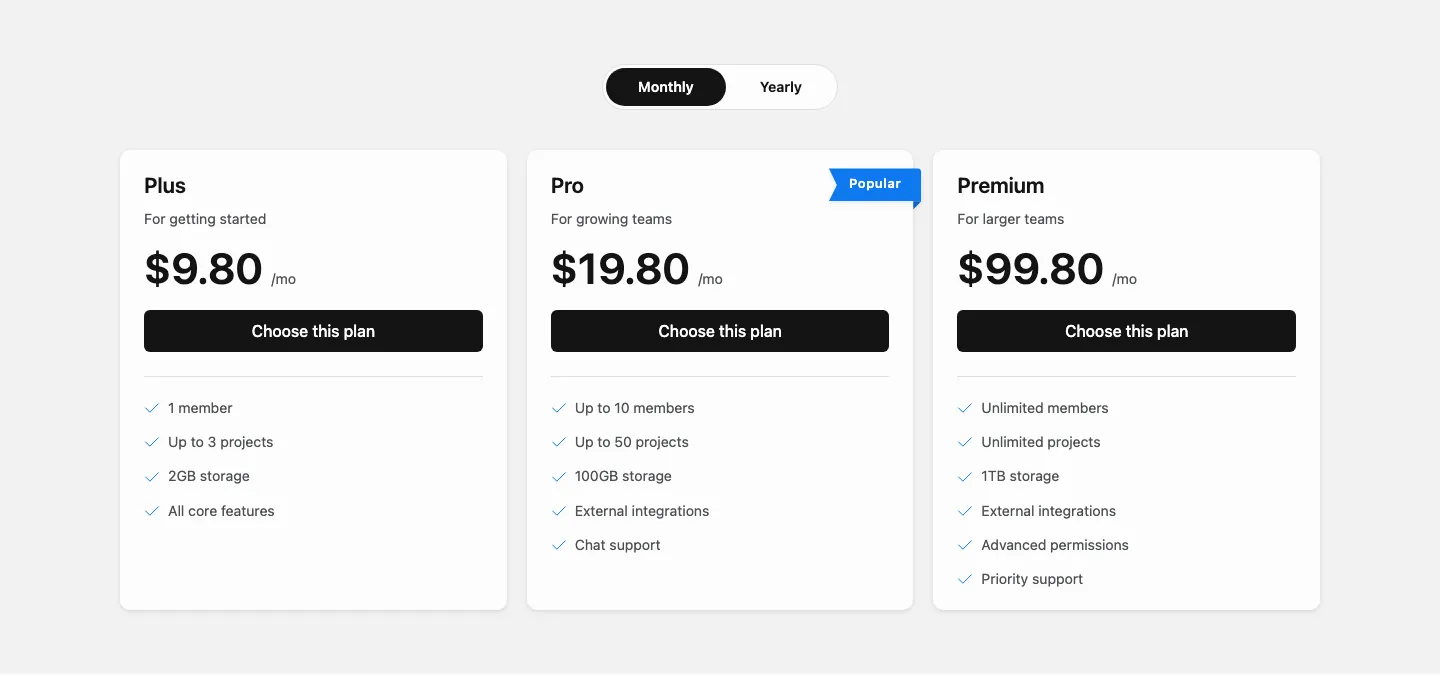 02 - Choose a pricing card