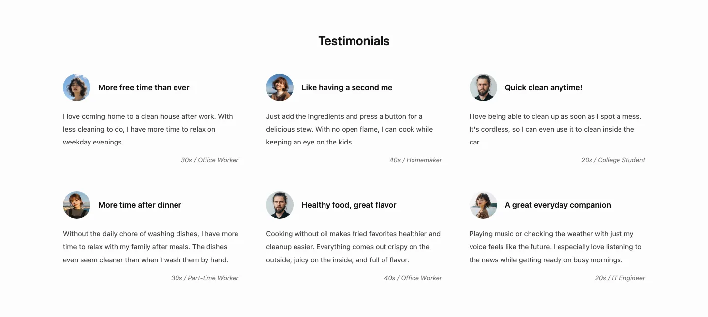 03 - Testimonials without cards